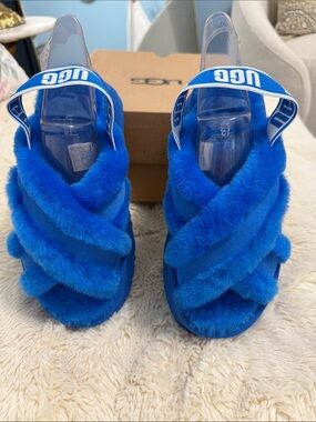 UGG Blue Fluff Yeah Slide Sandals